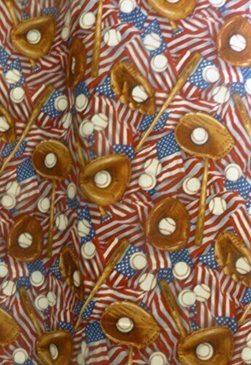 Baseball and Patriotic Flags~by Elizabeth's Studio~cotton Fabric